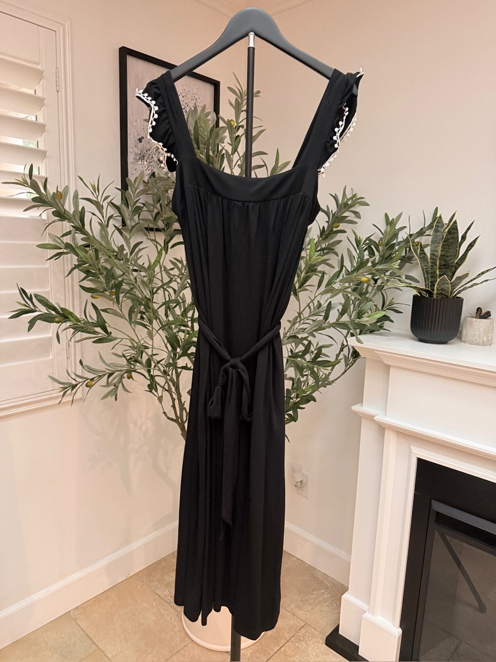 NWT LOFT Black Sleeveless Maxi Dress with Tie Waist